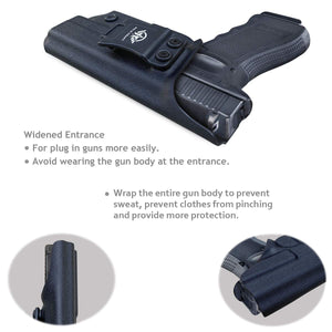 Kydex IWB Holster Custom Fit: Glock17 / Glock 22 / Glock 31 (Gen 3 4 5) Pistol - Inside Waistband Concealed Carry - Adj. Cant Retention - Cover Mag-Buttom - Widened Entrance - No Wear, No Jitter