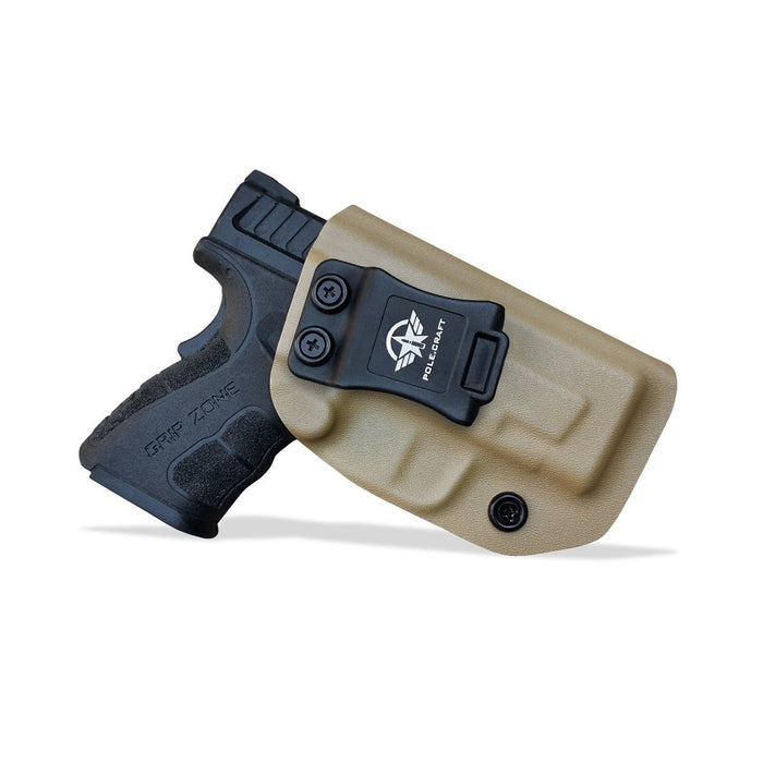 IWB Tactical KYDEX Gun Holster Custom Fits: SpringField XD-9 Single Stack Pistol Case Inside Waistband Carry Concealed Holster Guns Accessories Pouch Bag - Tan