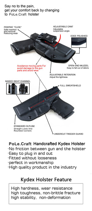 HK VP9 Holster IWB Kydex For Heckler & Koch (H&K) VP9 VP40 Concealed Carry - Inside Waistband Carry Concealed Holster VP9 H&K VP40 Pistol Case Guns Accessories - Point Touching, No Wear, No Jitter - Black - PoLe.Craft Holster & Knives