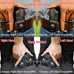 IWB Kydex Holster Custom Fit: Ruger SR9C Pistol - Inside Waistband Concealed Carry - Adj. Cant Retention - Cover Mag-Button - No Wear - No Jitter - Black - PoLe.Craft Holster & Knives