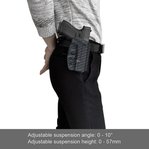 Glock 19 Holster, Glock 17 Holster OWB Kydex Holster Fit: Glock 19 19x / Glock 23 25 32 / Glock 17 22 31 / Glock 26 27 30s (Gen 1-5) - Outside Waistband Carry 1.5-2 Inch Belt Clip - Adj. Width Height Retention Cant, Entrance Widened