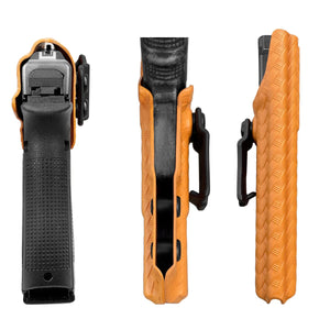 Glock 17 Holster, Carbon Fiber Kydex Holster IWB for Glock 17 / Glock 22 / Glock 31 (Gen 3 4 5) - Inside Waistband Carry Concealed Holster Glock 17 Gun Accessories (Orange, Right)