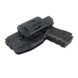 Glock 19 Holster, Glock 17 Holster OWB Kydex Holster Fit: Glock 19 19x / Glock 23 25 32 / Glock 17 22 31 / Glock 26 27 30s (Gen 1-5) - Outside Waistband Carry 1.5-2 Inch Belt Clip - Adj. Width Height Retention Cant, Entrance Widened