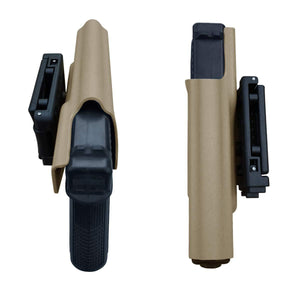 Kydex OWB Holster Fit Glock 19 19x / Glock 23 25 32 / Glock 17 22 31 Glock 26 27 30s (Gen 1-5) CZ P10 Pistol Case Waistband Outside Carry 1.5-2 Inch Belt Clip - Adj. Width Height Cant - Entrance Widen - Tan - PoLe.Craft Holster & Knives