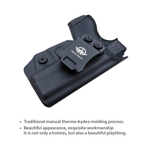 PoLe.Craft IWB Kydex Holster Custom Fit: Glock43 / Glock 43X (Gen 1-5) Pistol - Inside Waistband Concealed Carry - Cover Mag-Button, Widened Entrance, No Wear, No Jitter - Black
