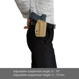 Kydex OWB Holster Fit Glock 19 19x / Glock 23 25 32 / Glock 17 22 31 Glock 26 27 30s (Gen 1-5) CZ P10 Pistol Case Waistband Outside Carry 1.5-2 Inch Belt Clip - Adj. Width Height Cant - Entrance Widen - Tan - PoLe.Craft Holster & Knives
