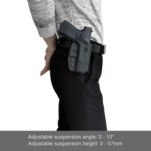 Kydex OWB Holster Fit Glock 19 19x / Glock 23 25 32 / Glock 17 22 31 Glock 26 27 30s (Gen 1-5) CZ P10 Pistol Case Waistband Outside Carry 1.5-2 Inch Belt Clip - Adj. Width Height Cant - Entrance Widen - Black - PoLe.Craft Holster & Knives