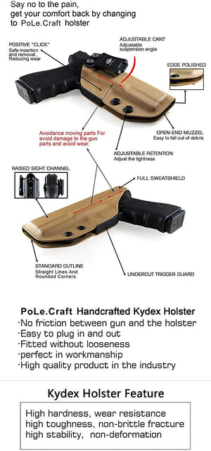 KYDEX IWB Holster Bodyguard 380 with Laser Waistband Carry Concealed Holster Bodyguard 380 Laser Pistol Holster Gun Case - Tan - PoLe.Craft Holster & Knives