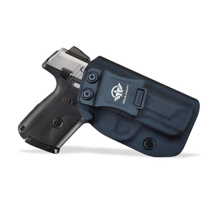 IWB Kydex Holster Custom Fit: Ruger SR9C Pistol - Inside Waistband Concealed Carry - Adj. Cant Retention - Cover Mag-Button - No Wear - No Jitter - Black