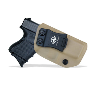 IWB Tactical KYDEX Gun Holster Custom Fits: Glock 43 43X Pistol Case Inside Waistband Carry Concealed Holster Guns Accessories Bag Pistol Pouch - Tan - PoLe.Craft Holster & Knives