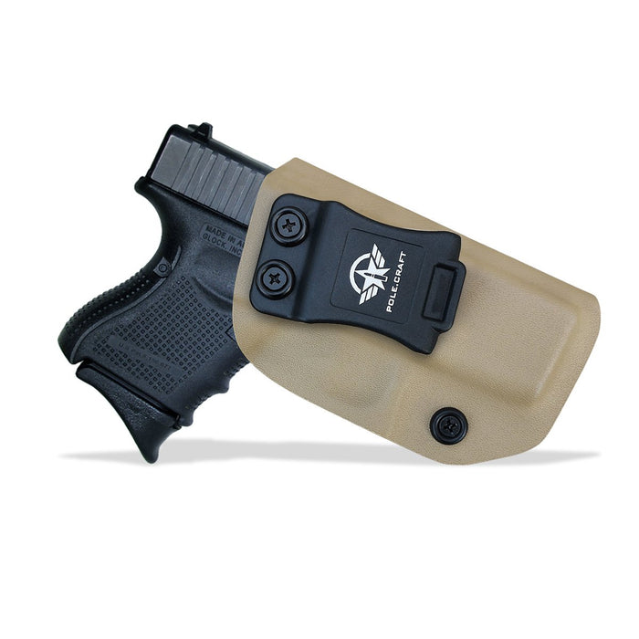 IWB Tactical KYDEX Gun Holster Custom Fits: Glock 43 43X Pistol Case Inside Waistband Carry Concealed Holster Guns Accessories Bag Pistol Pouch - Tan