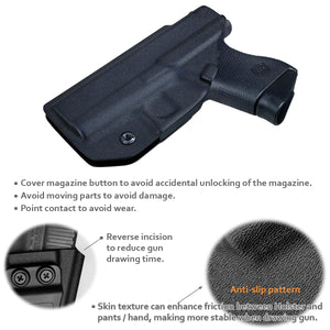 IWB Tactical KYDEX Gun Holster Custom Fits: Glock 43 43X Pistol Case Inside Waistband Carry Concealed Holster Guns Accessories Bag Pistol Pouch - Black