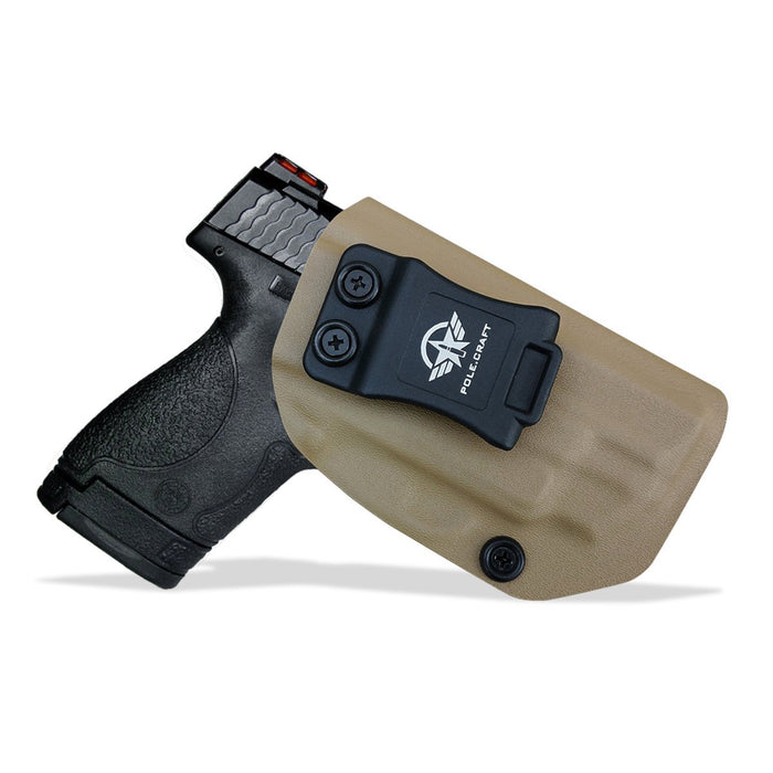 Kydex IWB Holster Fit: Smith & Wesson M&P 45 Shield M2.0 9mm .40 S&W / Crimson Trace Laser Concealed Carry - Inside Waistband Carry Concealed Holster M&P Shield 9mm - Tan