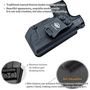Kydex IWB Holster Fit: Smith & Wesson M&P 45 Shield M2.0 9mm .40 S&W / Crimson Trace Laser Concealed Carry - Inside Waistband Carry Concealed Holster M&P Shield 9mm - Black