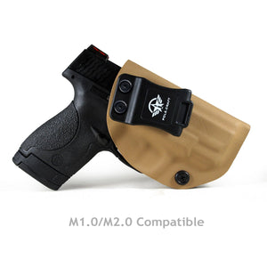 Kydex IWB Holster Fit: Smith & Wesson M&P Shield 9mm .40 S&W Pistol Case Concealed Carry - Inside Waistband Carry Concealed Holster M&P Shield 9mm .40 - Tan - PoLe.Craft Holster & Knives