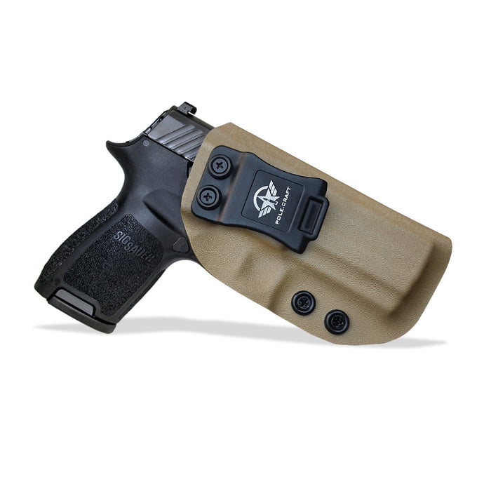 Kydex IWB Holster Custom Fit Sig Sauer P320 Carry / P320 Compact Medium Pistol Case - Inside Waistband Carry Concealed Holster P320 Gun Accessories - Point Touch - No Wear - No Jitter - Tan